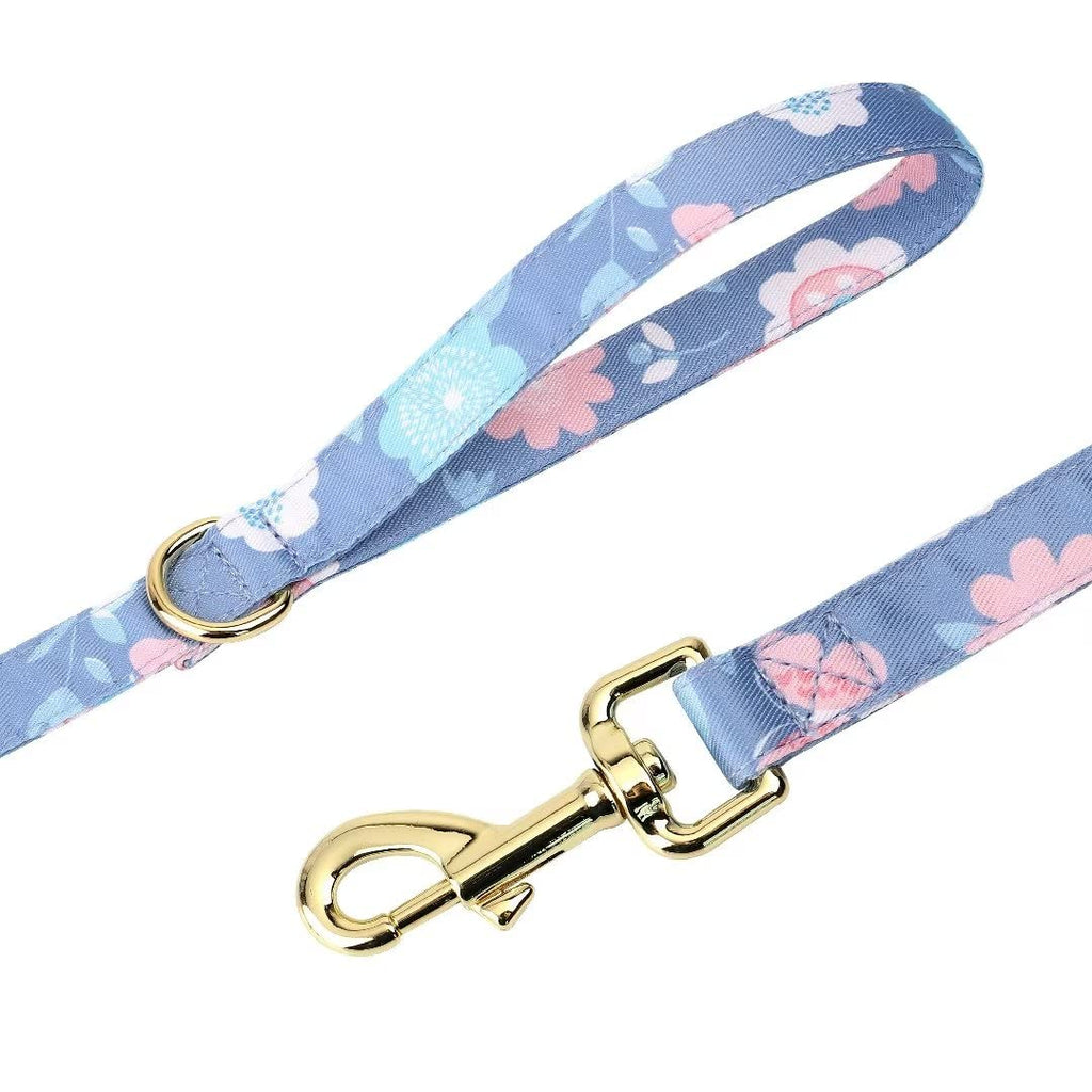 Beirui Cute Dog Collars,Harnesses,Leashes Set, Floral Pattern, Orange,S
