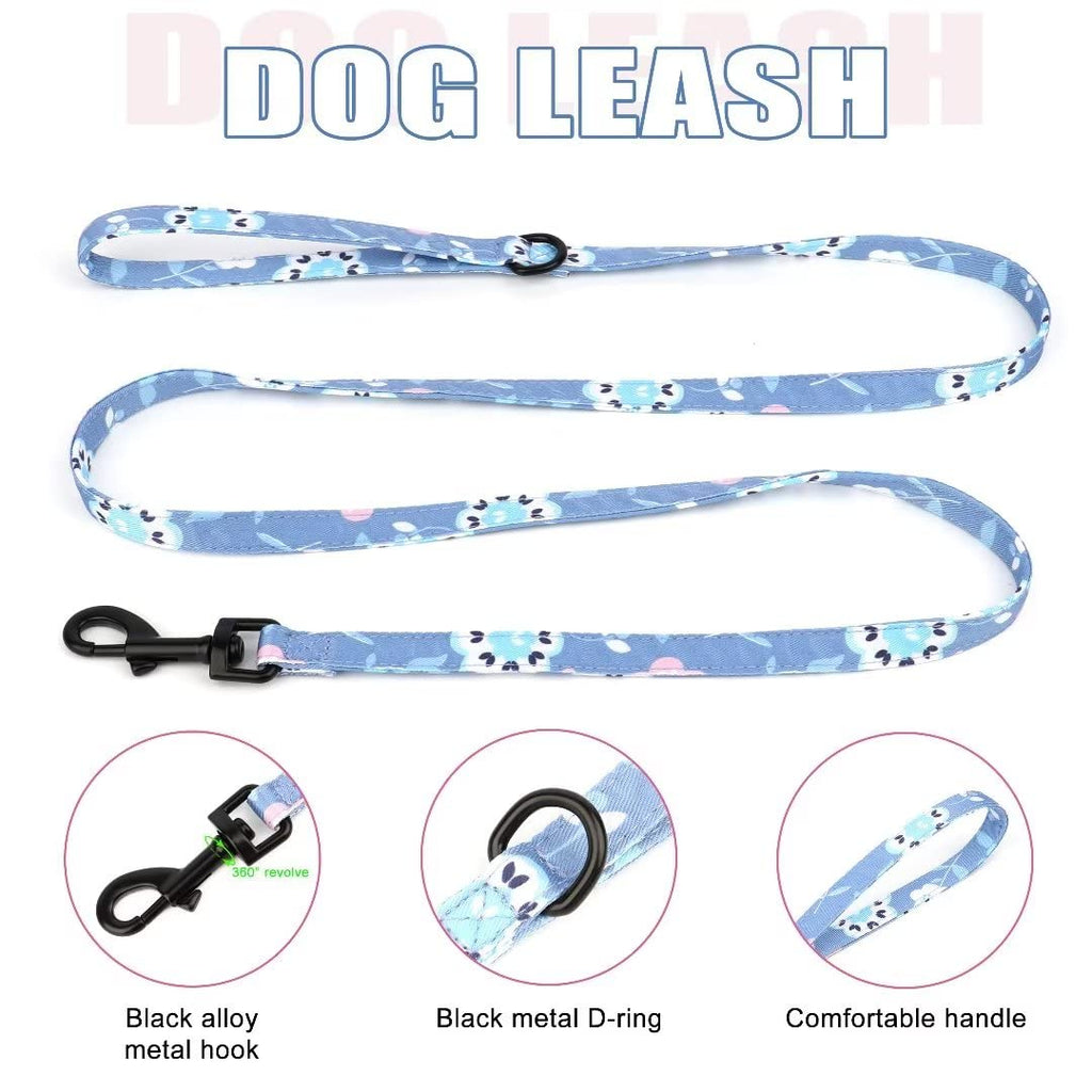 Beirui Cute Dog Collars,Harnesses,Leashes Set, Floral Pattern, Orange,S