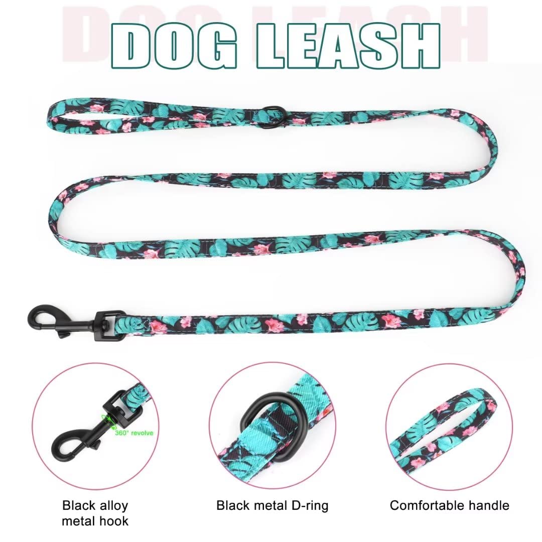 Beirui Cute Dog Collars,Harnesses,Leashes Set, Floral Pattern, Orange,S