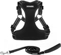 Best Pet Supplies Voyager Mesh Dog Breathable Harness Reflective Stitching, All Weather Adjustable for Walking Training, or Running - Heavy Duty & Durable, Harness Leash Set (Black), XL