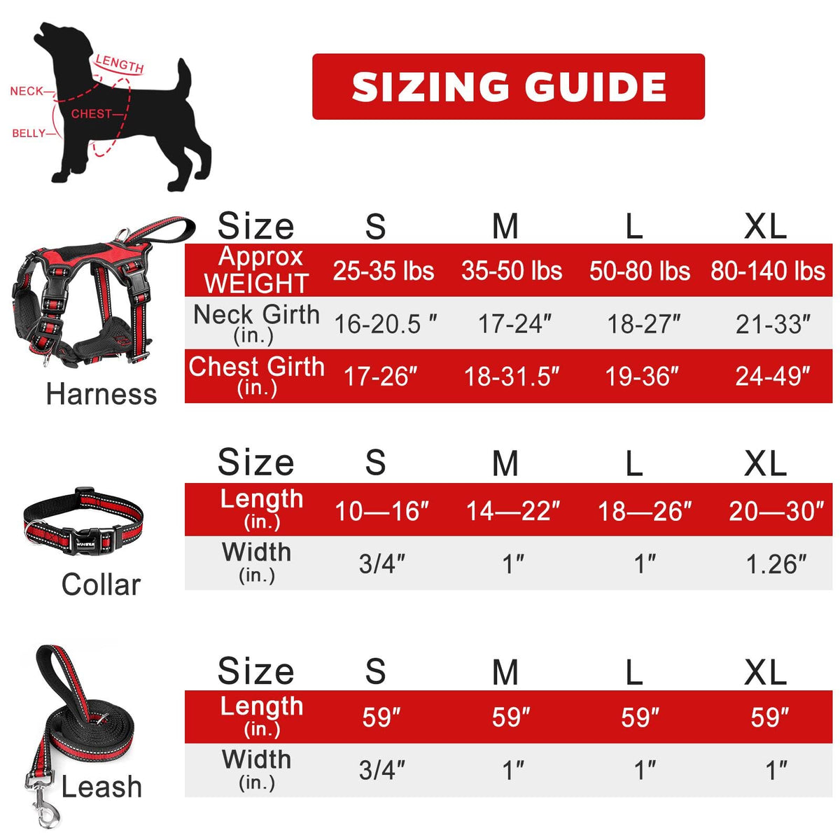 WINSEE Pet Harness Collar and Leash Set, All-in-one Reflective Dog Harness No Pull with Adjustable Buckles for Puppies, Small, Medium, Large, and Extra-Large Dogs (Large, Purple)